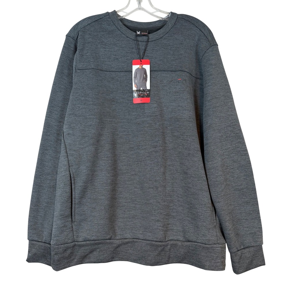NWT Spyder Active Mens Crewneck Sweatshirt Charcoal Gray Heather •M• Gorpcore